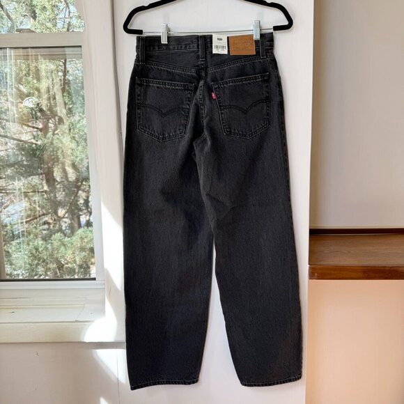 NWT Levi's Baggy Dad Jeans Mid Rise Straight Leg Boot Barn Black 25 x 30 - Picture 11 of 13